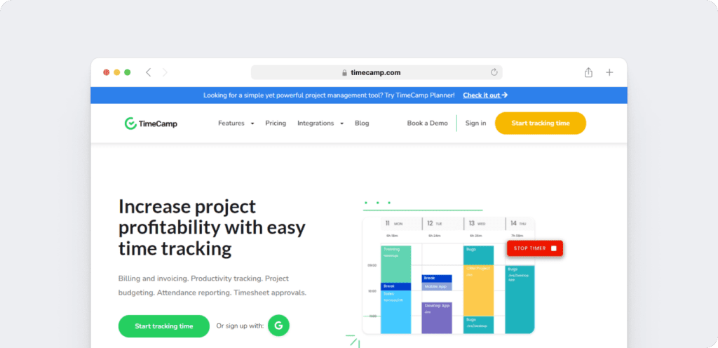TimeCamp-homepage