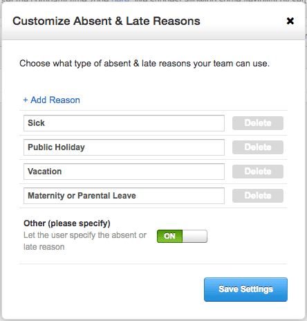 add pre-set reasons