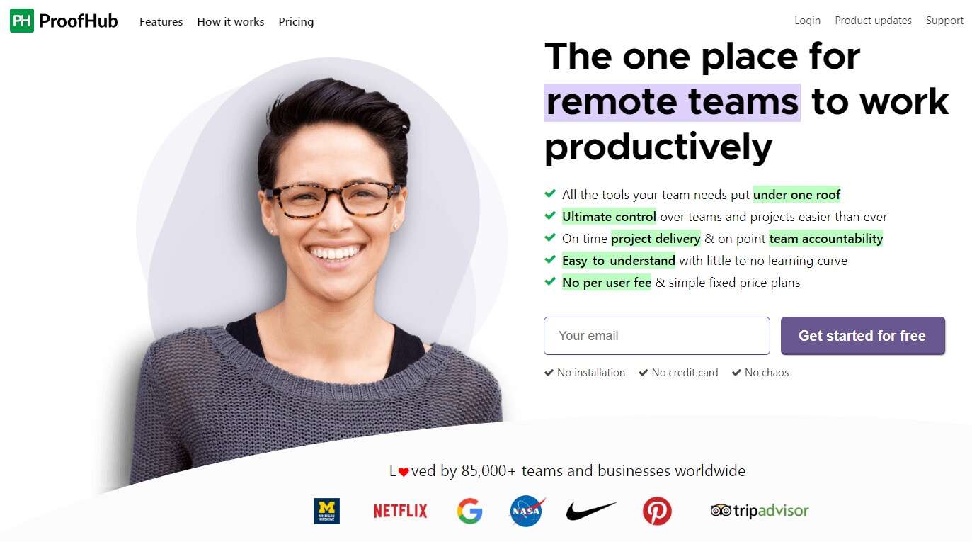 proofhub homepage