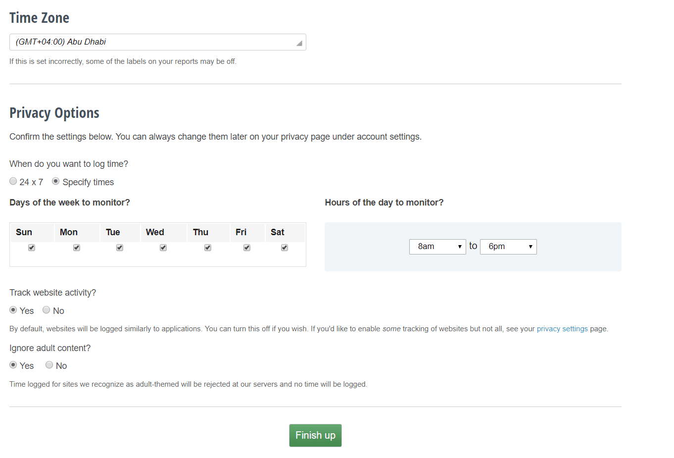 privacy options