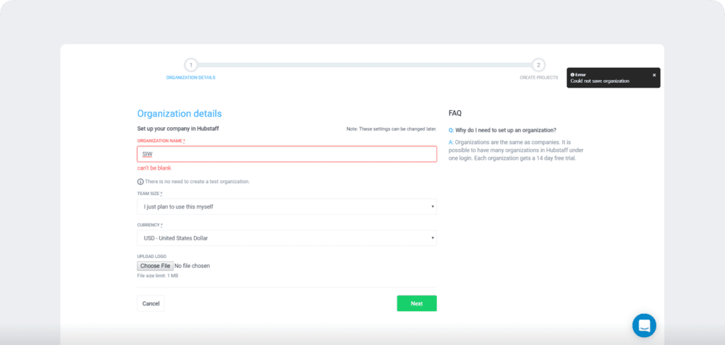 hubstaff organization details
