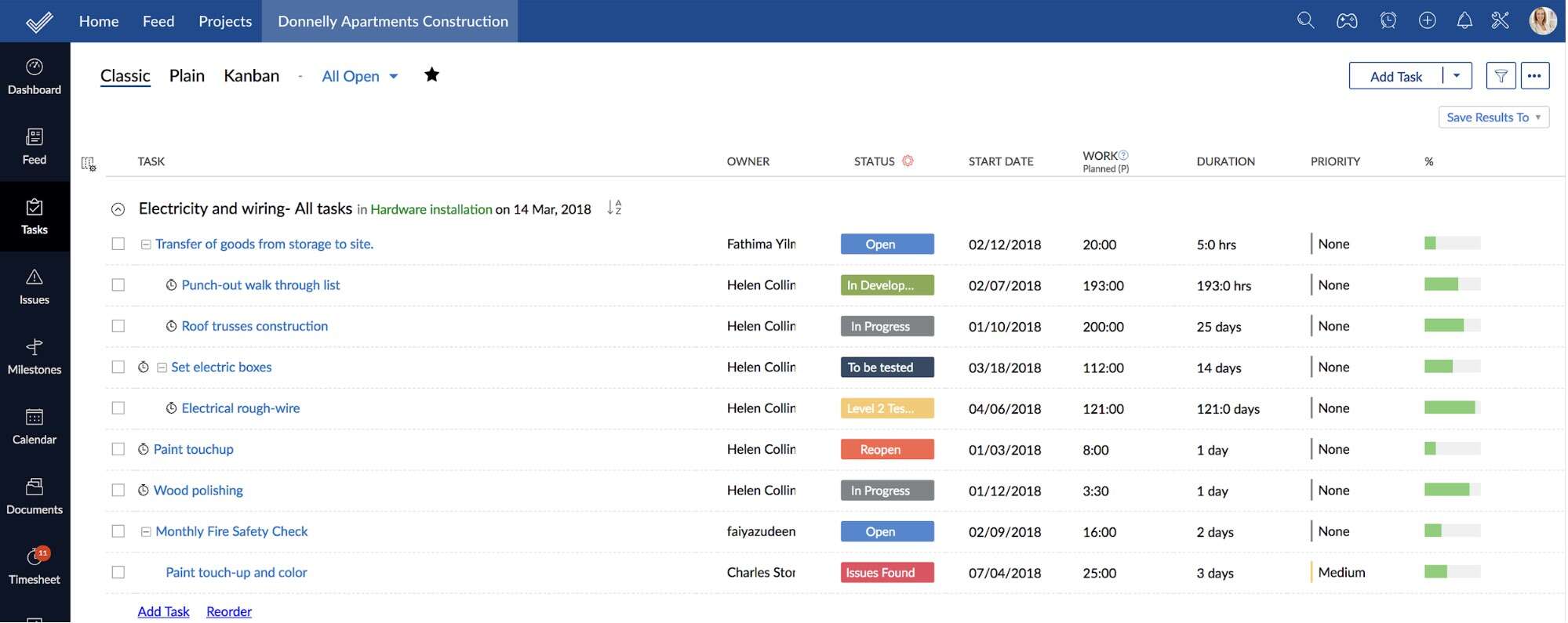 zoho projects tasks