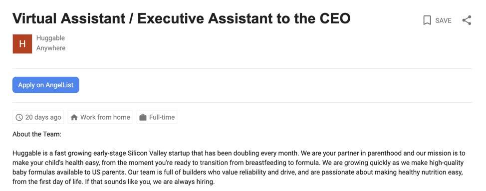 huggable job post