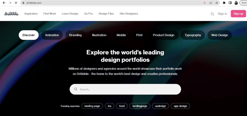 Dribbble homepage