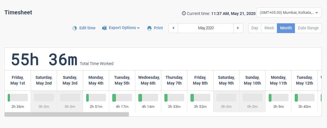 timesheet report - time doctor