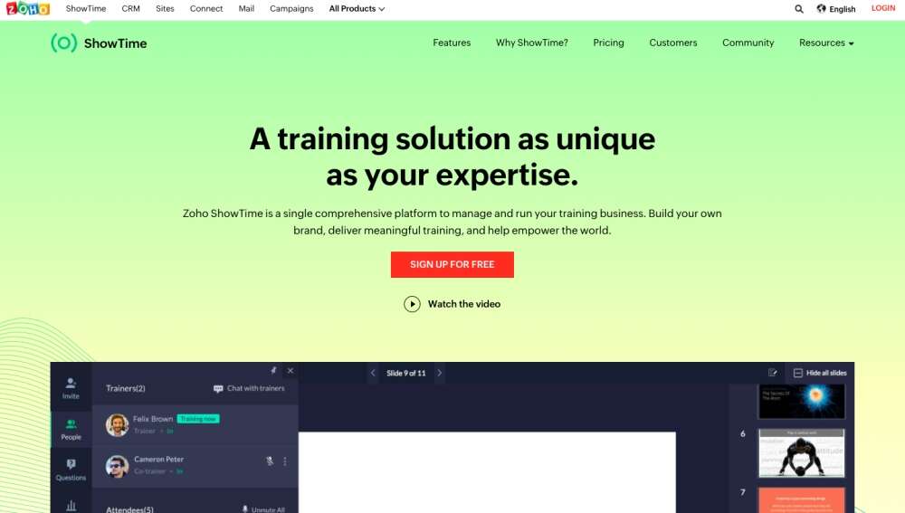 Zoho Showtime Training solution 