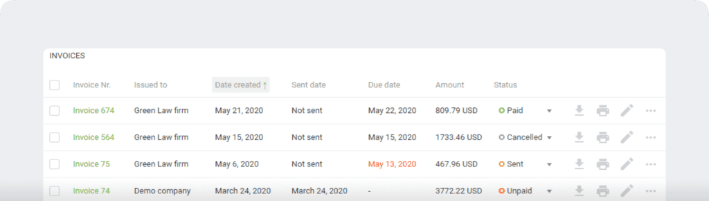 desktime invoices