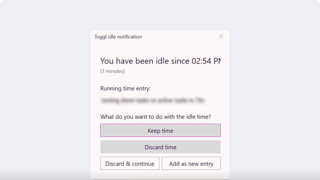 Toggl Idle Time