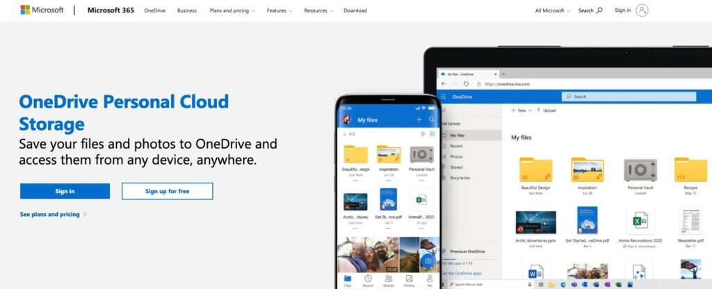 onedrive personal cloud storage