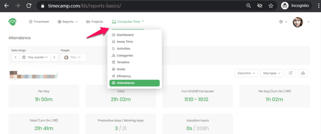 TimeCamp Report