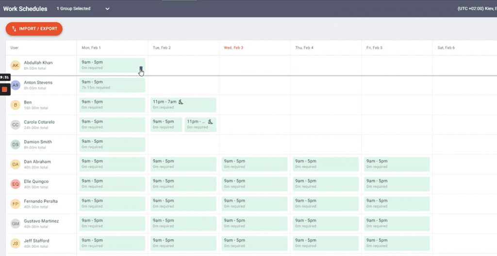 work schedules - time doctor
