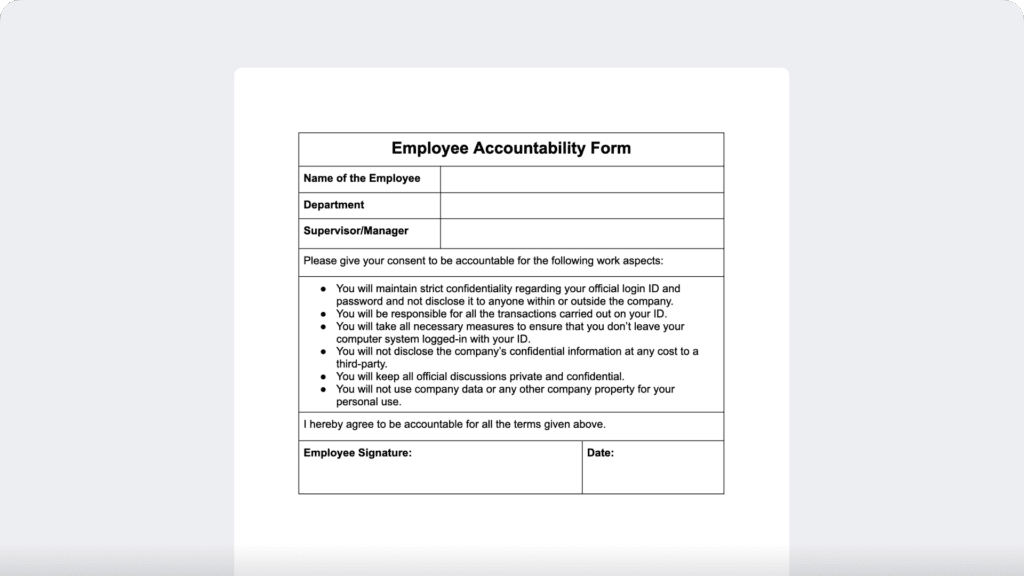 Employee Accountability Form Template