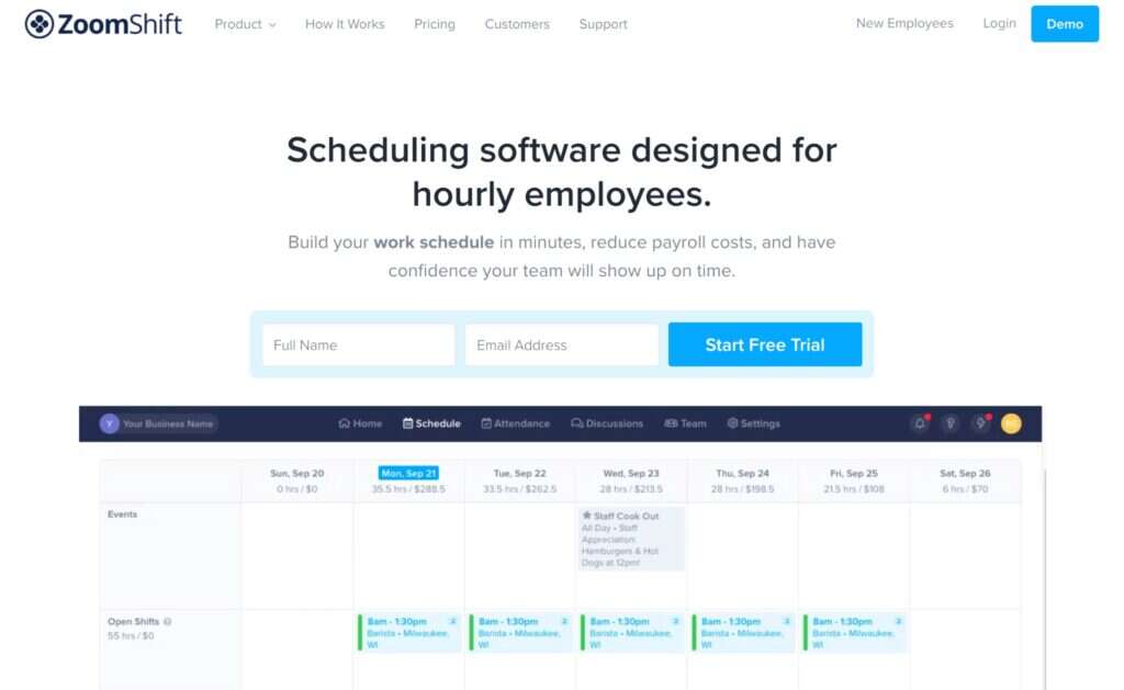 zoomshift homepage