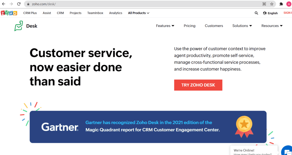 zoho desk customer support
