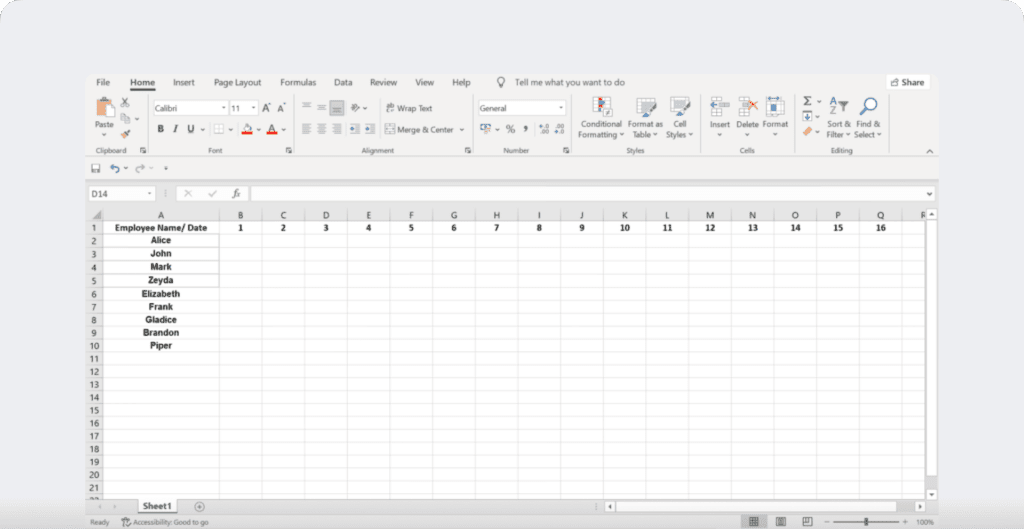 employee names column