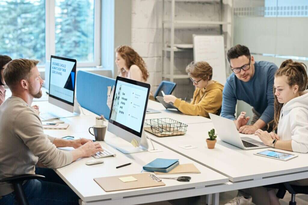 people working in office