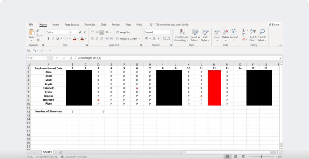 weekends and holidays in sheet