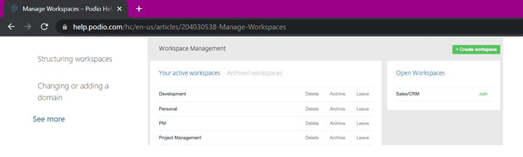 podio workspace