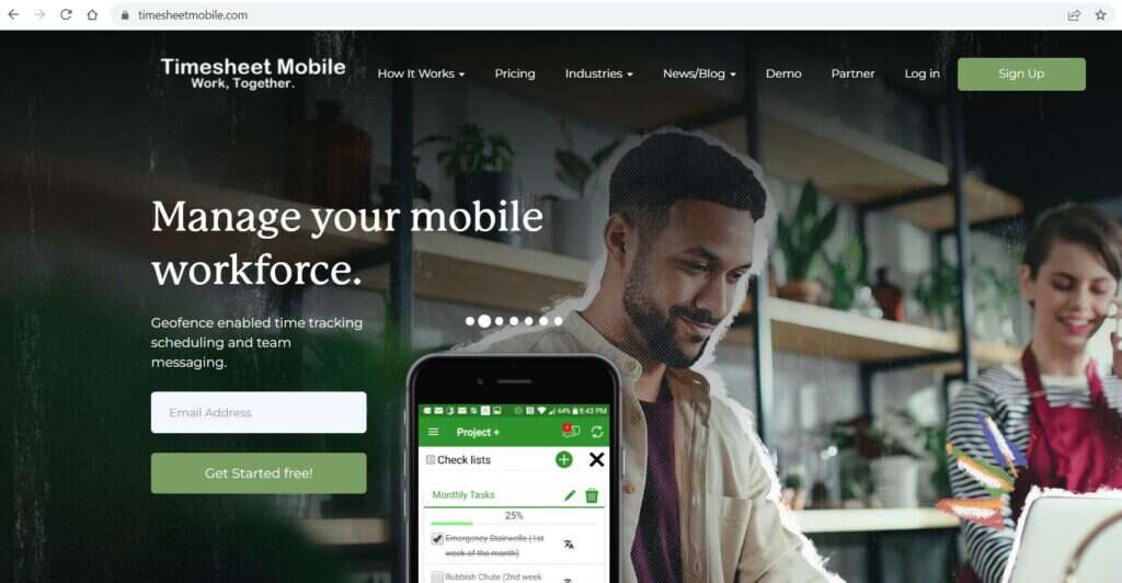 timesheet mobile homepage