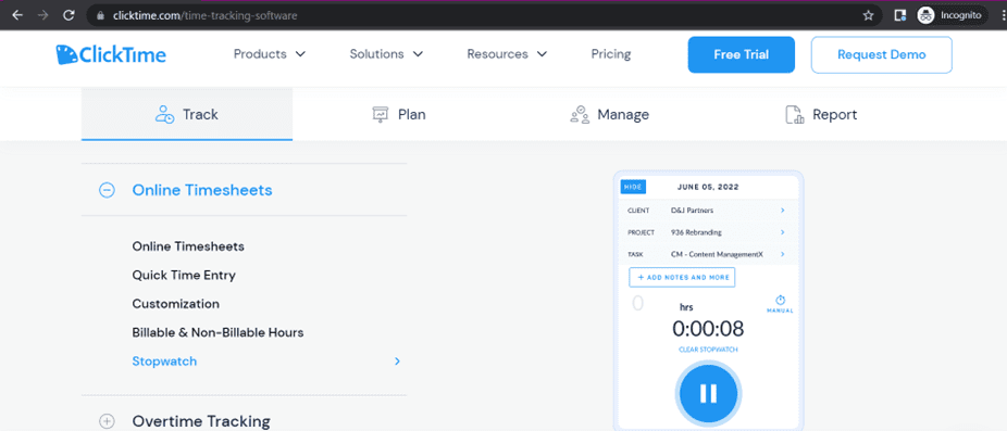 ClickTime time tracking