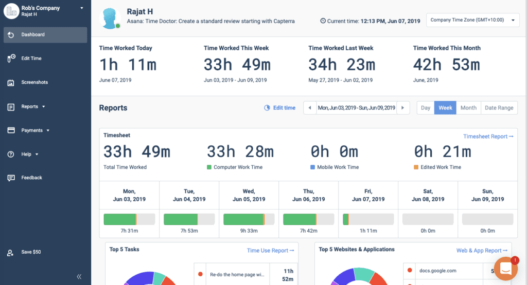 Measure time spending