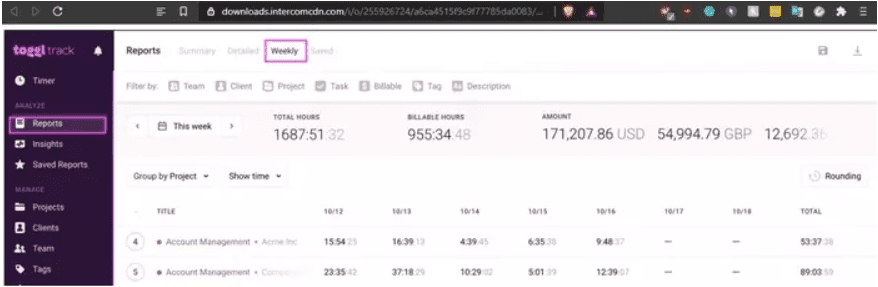 Toggl reports