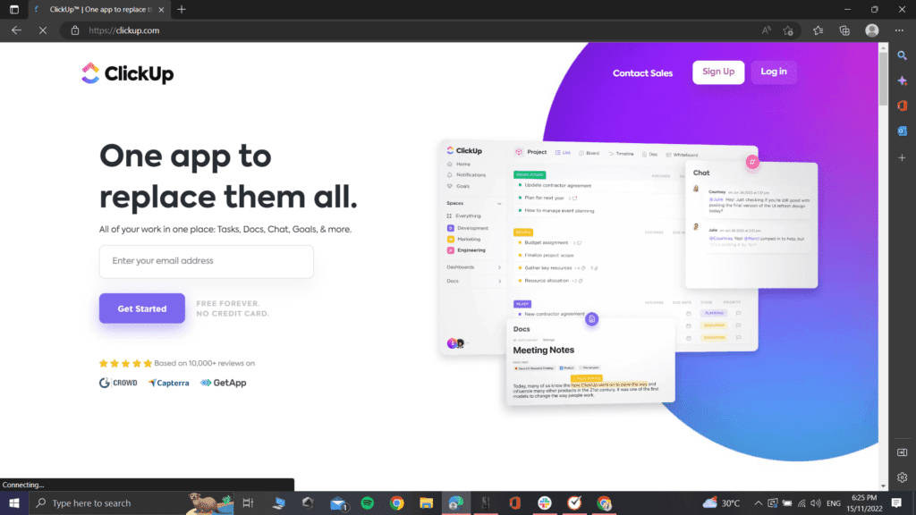 ClickUp homepage