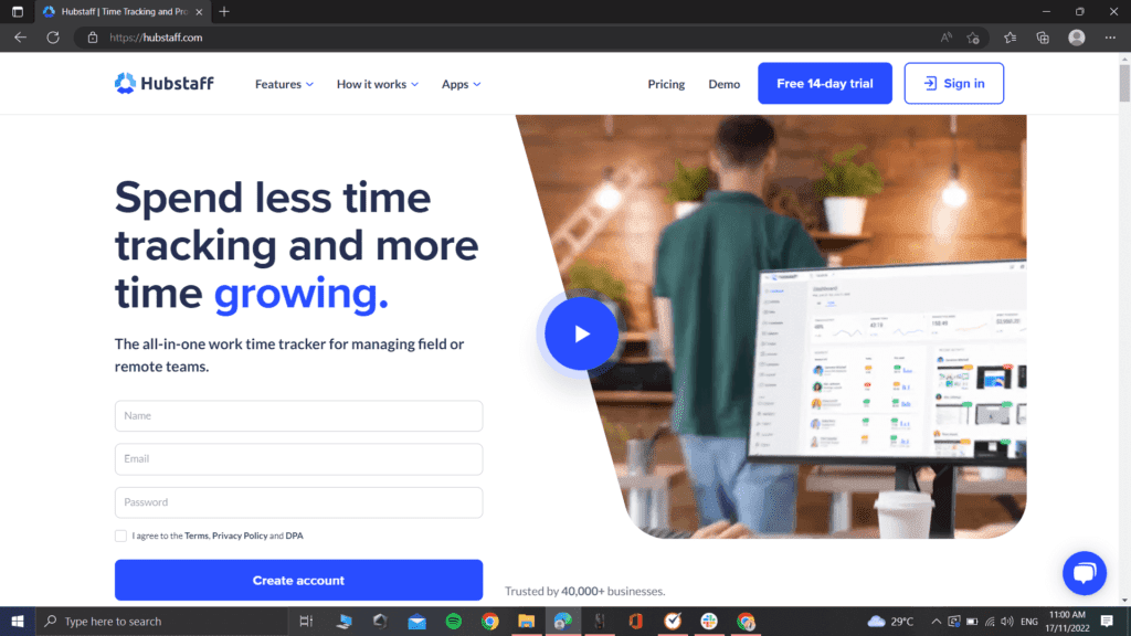 Hubstaff homepage