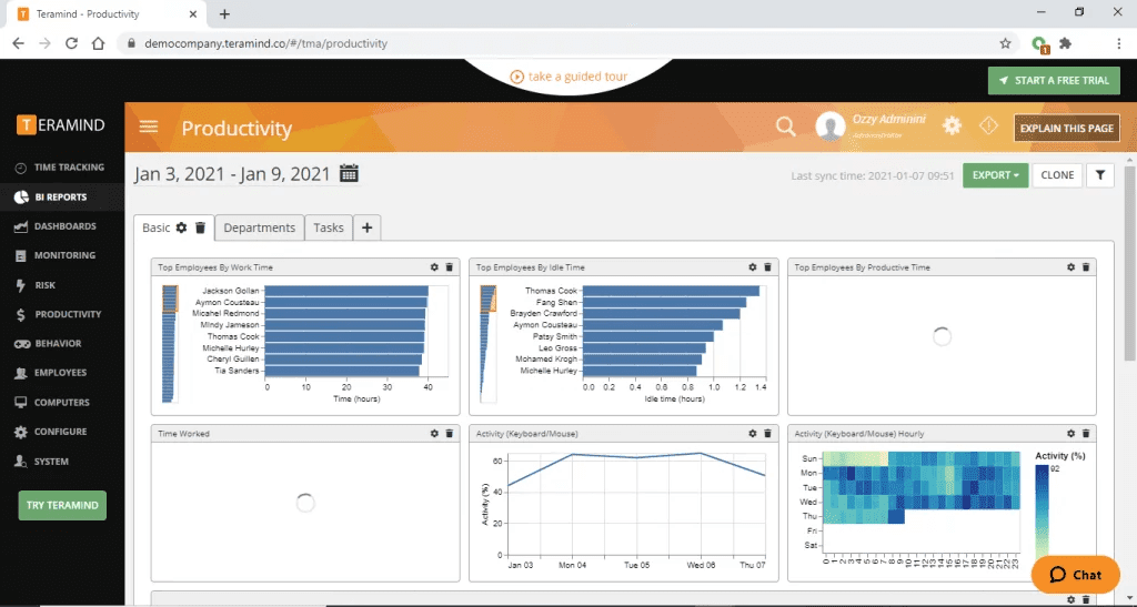 Teramind Business intelligence reports
