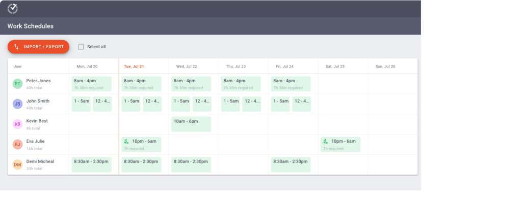 Time doctor work schedule feature