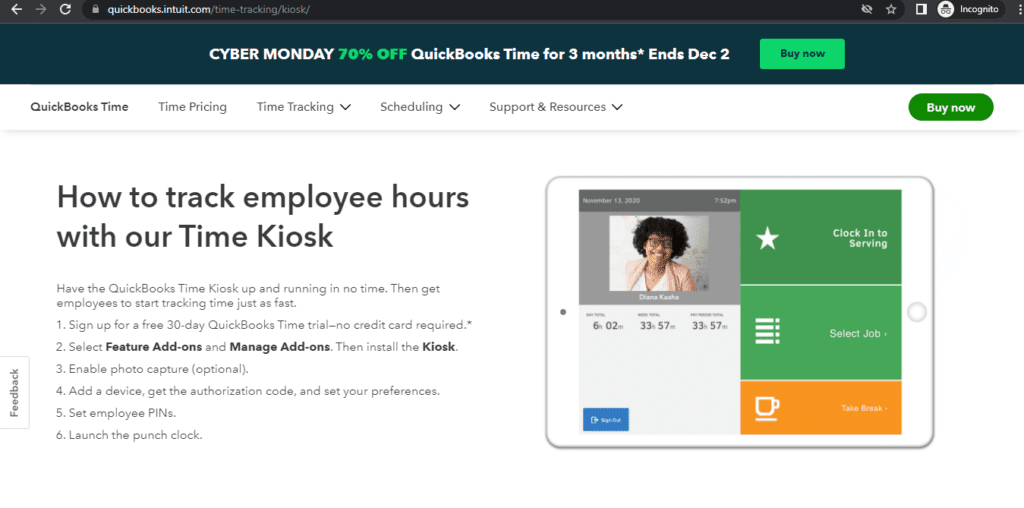Tsheets Time kiosk
