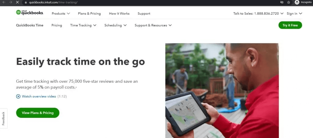 Tsheets homepage