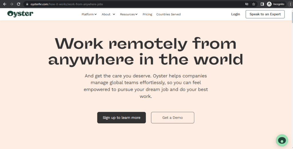 Oyster homepage