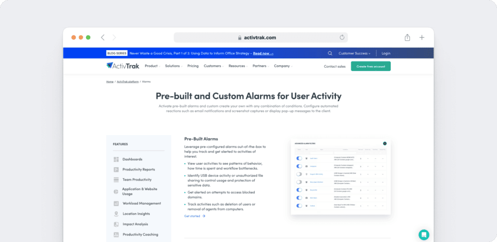 Activtrak alarm