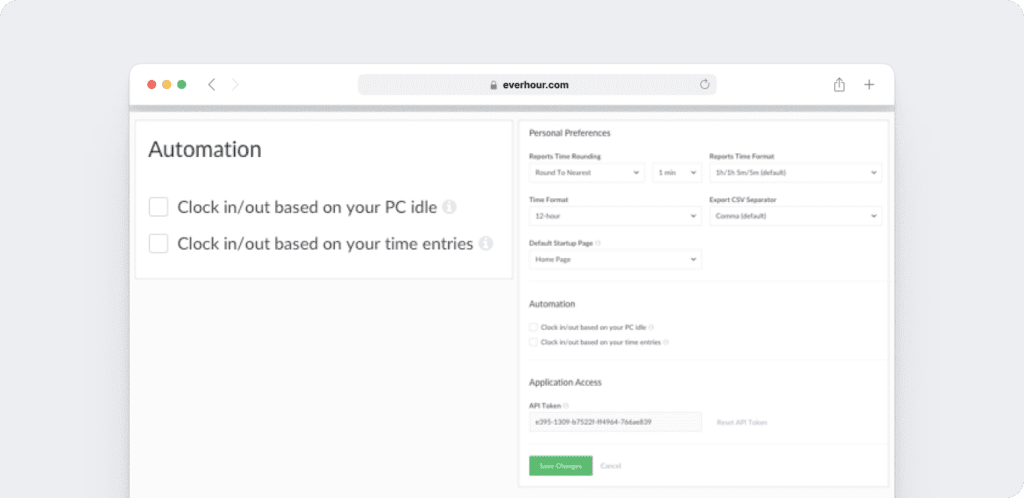 Everhour automatic clock out
