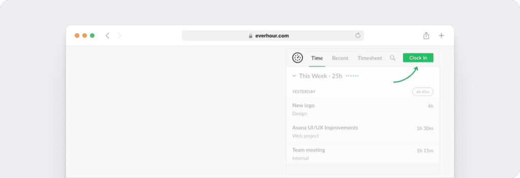 Everhour manual time tracking