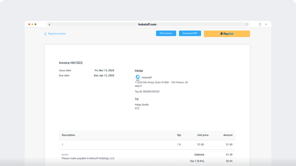 Hubstaff invoicing
