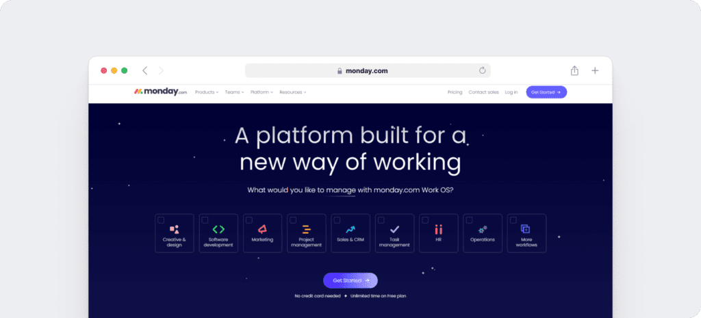 Monday homepage