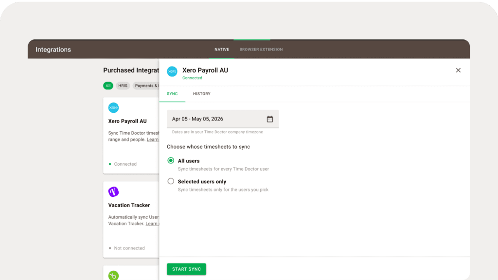 integrations xero -au