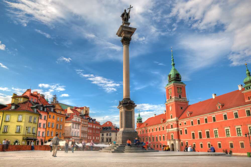 Old town in Warsaw, Poland. The Royal Castle and Sigismund's Column called Kolumna Zygmunta