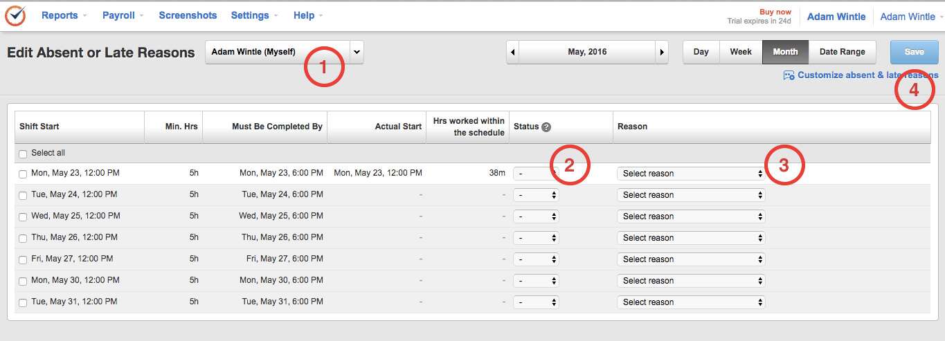 reason can be toggled on or off