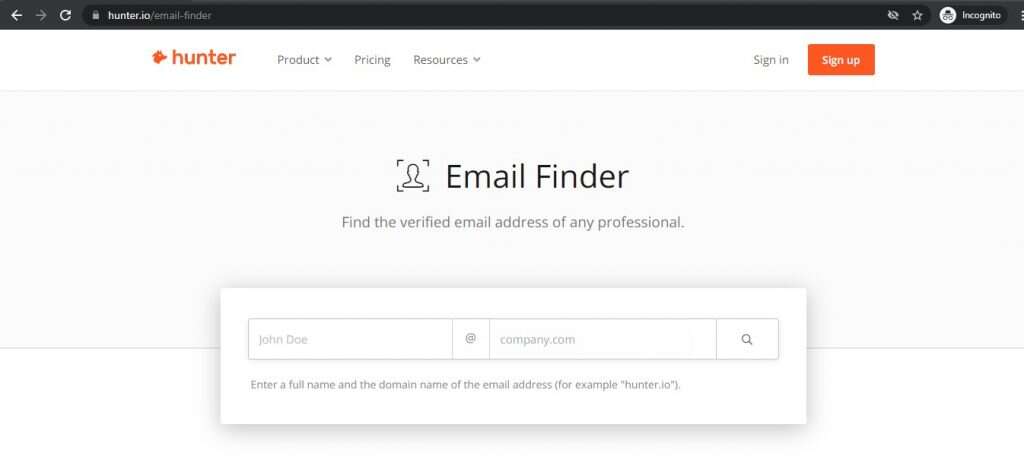 Hunter Email Finder