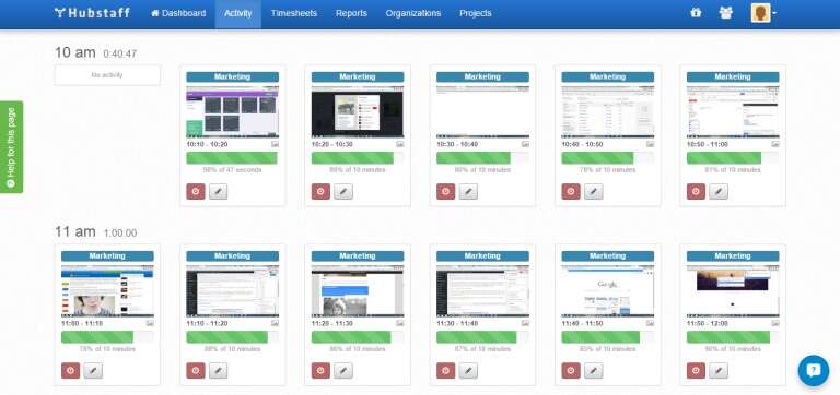 hubstaff screenshots