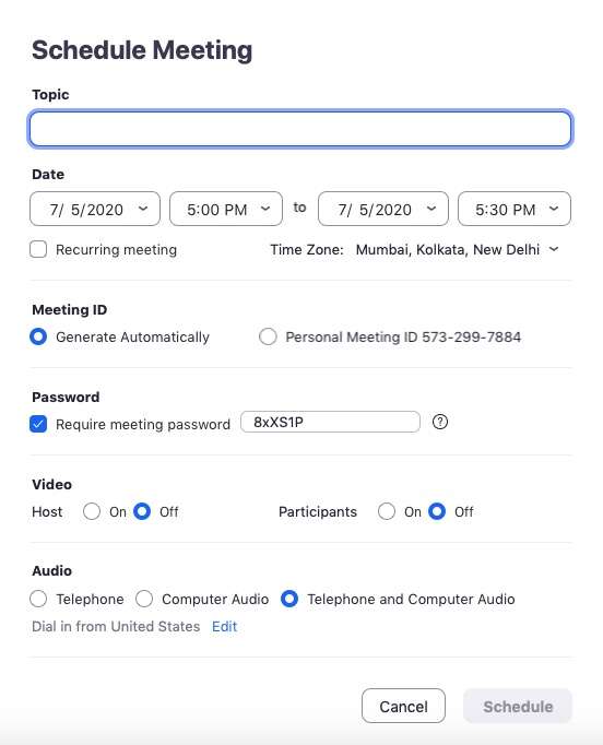 schedule zoom meeting