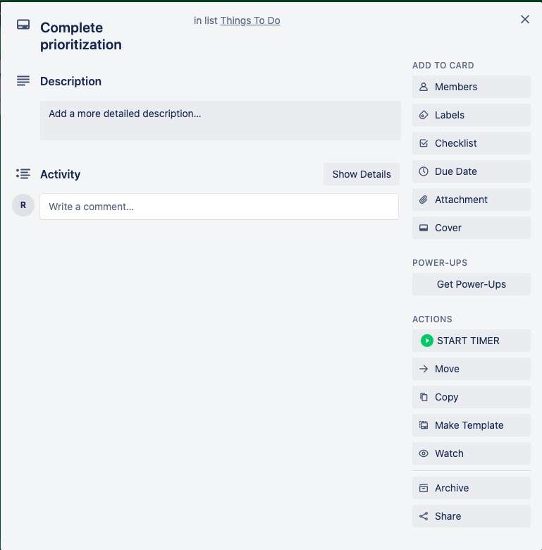 start timer in trello
