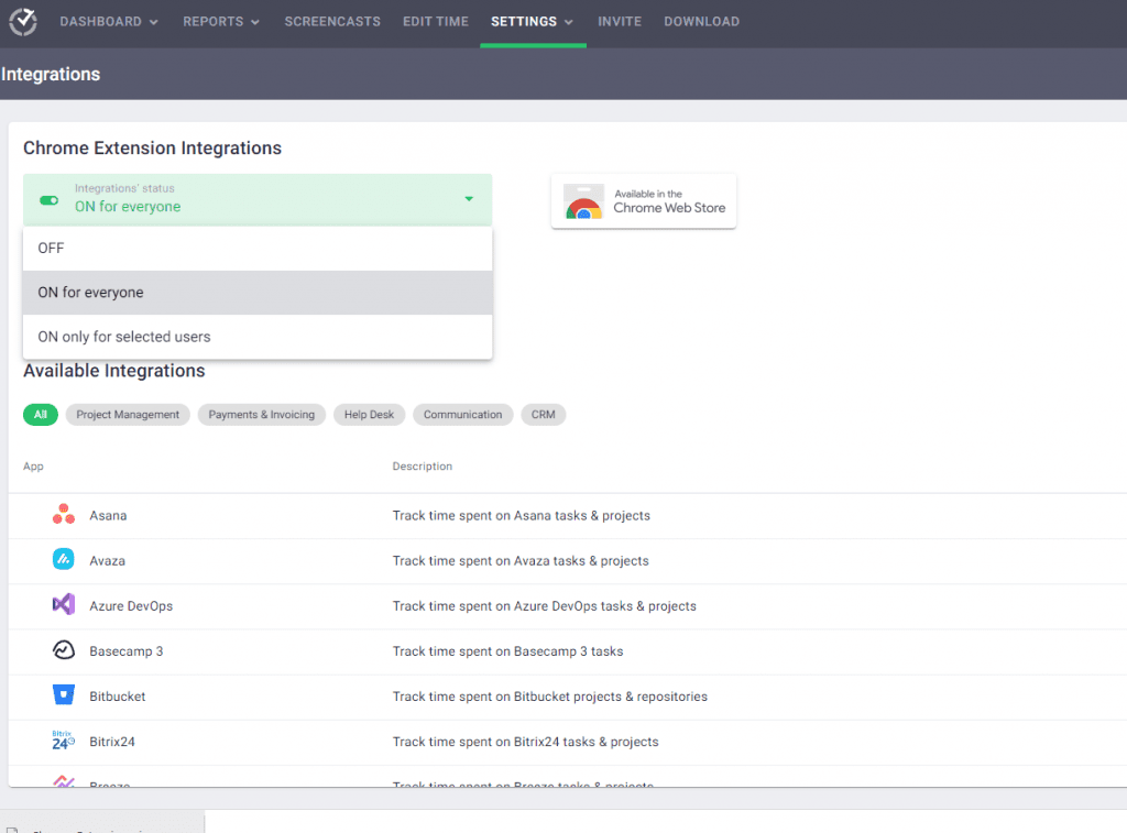 enable chrome extension integration