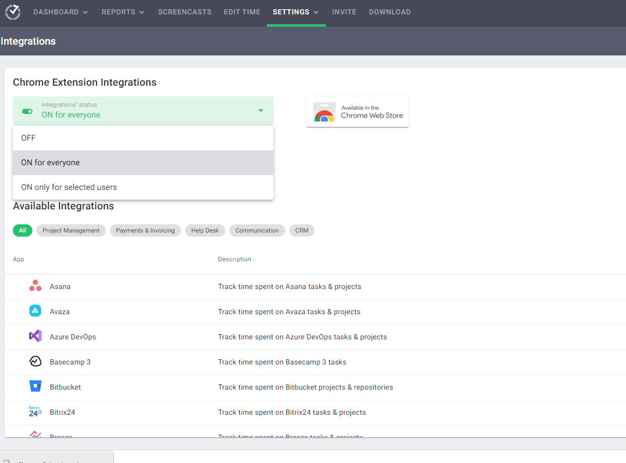 enable chrome extension integration