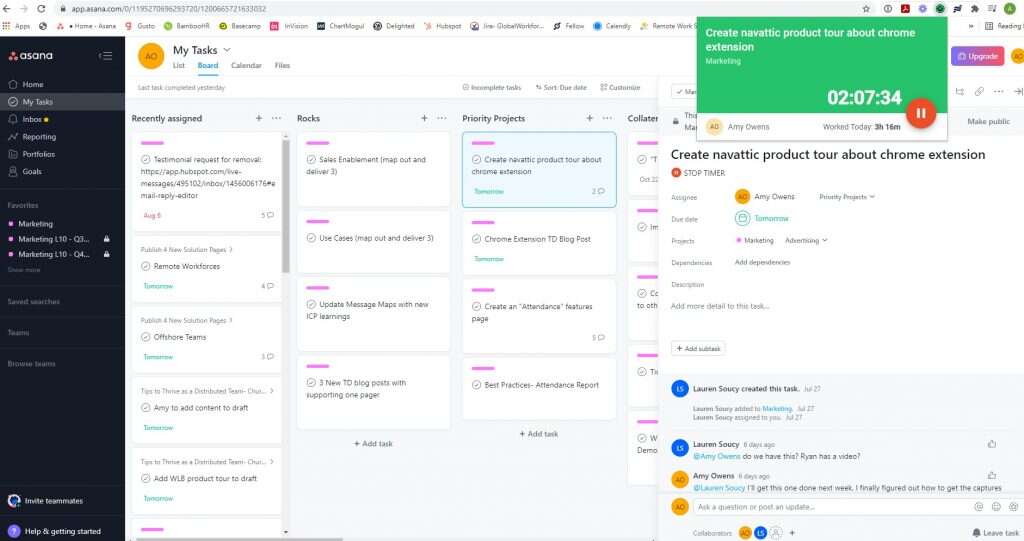 time tracking asana chrome extension