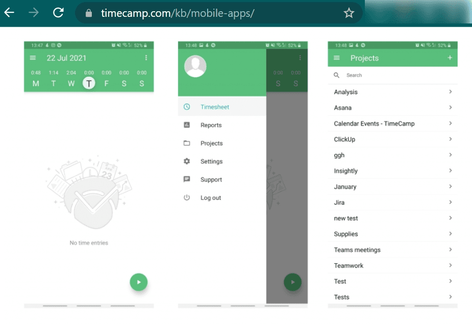 TimeCamp Android App