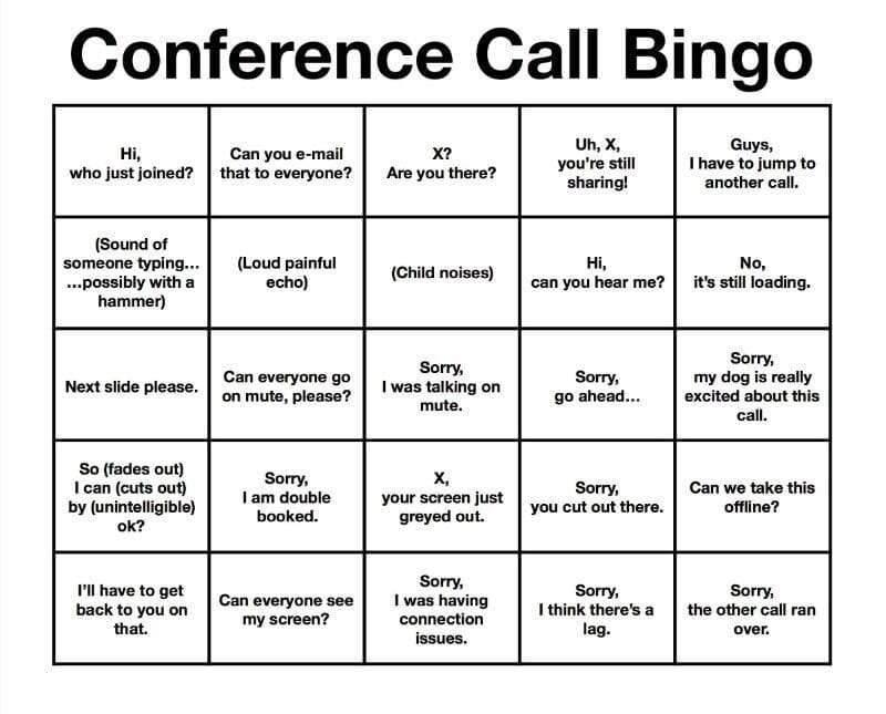 Conference Call Bingo
